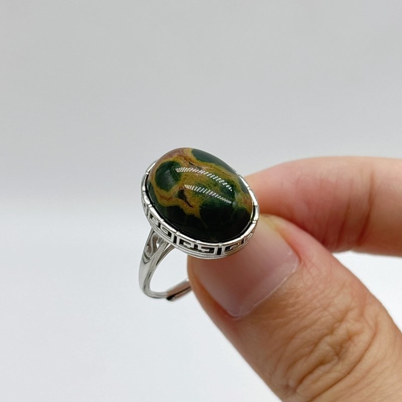 10 Pieces S925 Sterling Silver 8th Vein Ocean Jasper Ring With Different Styles - Wholesale Crystals