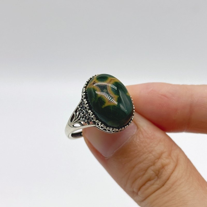 10 Pieces S925 Sterling Silver 8th Vein Ocean Jasper Ring With Different Styles - Wholesale Crystals