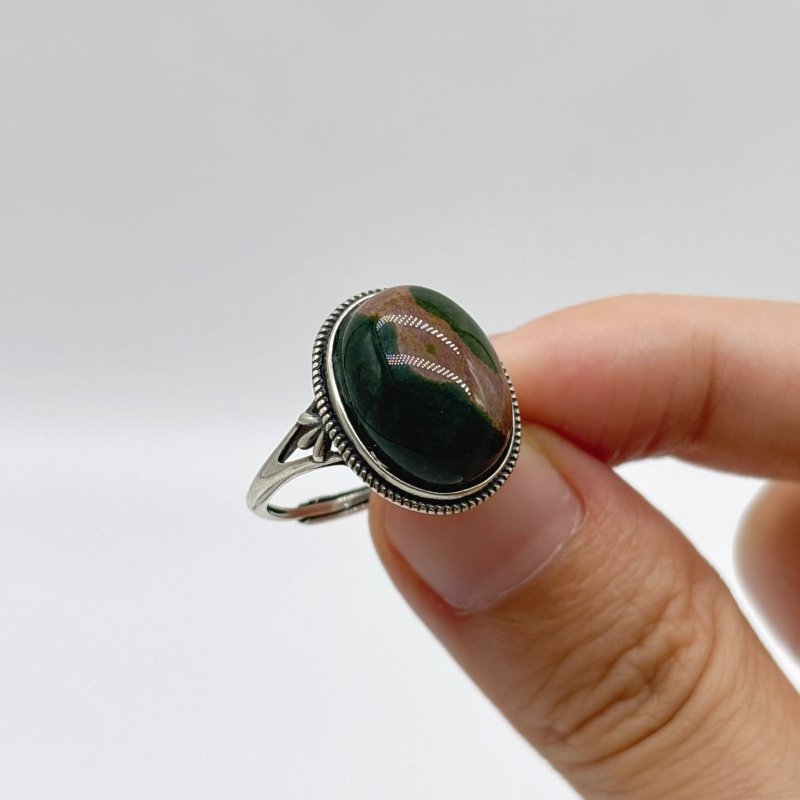 10 Pieces S925 Sterling Silver 8th Vein Ocean Jasper Ring With Different Styles - Wholesale Crystals