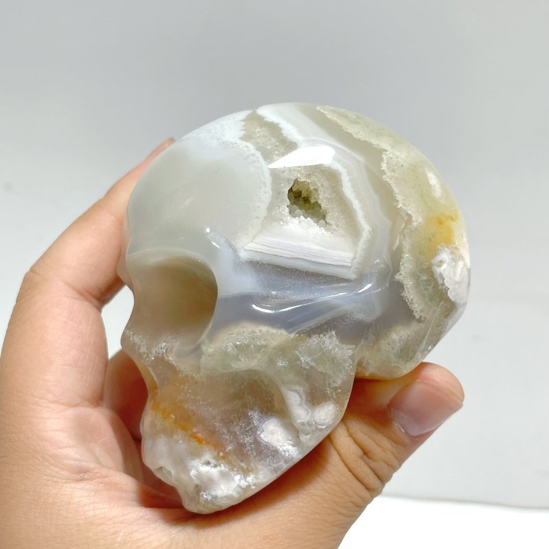 10 Pieces Sakura Flower Agate Skull Carving - Wholesale Crystals