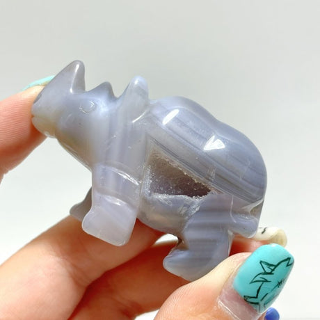 10 pieces Small Geode Agate Druzy Rhino Carving - Wholesale Crystals