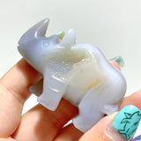 10 pieces Small Geode Agate Druzy Rhino Carving - Wholesale Crystals