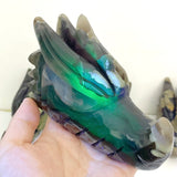 10 Pieces Volcanic Agate Dragon Head Carving Closeout(UV - Reactive) - Wholesale Crystals