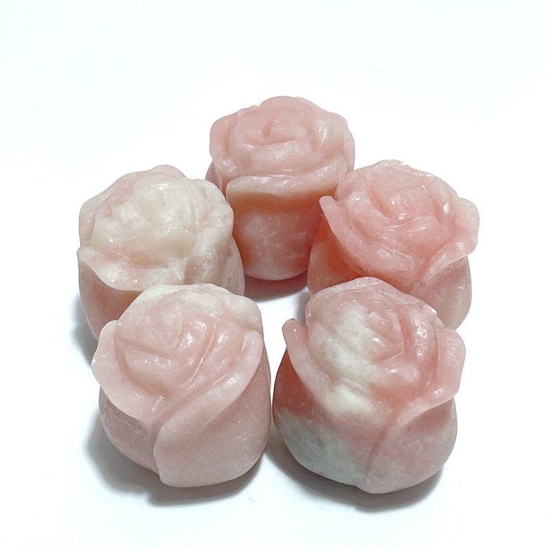 10 Types Small Rose Flower Carving Wholesale Fire Quartz Clear Quartz Yellow Calcite - Wholesale Crystals