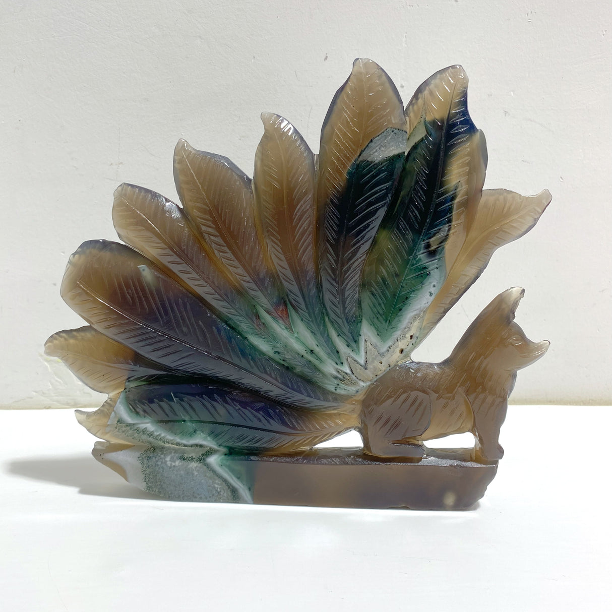 Geode Agate Druzy Nine-tailed Fox Carving #12