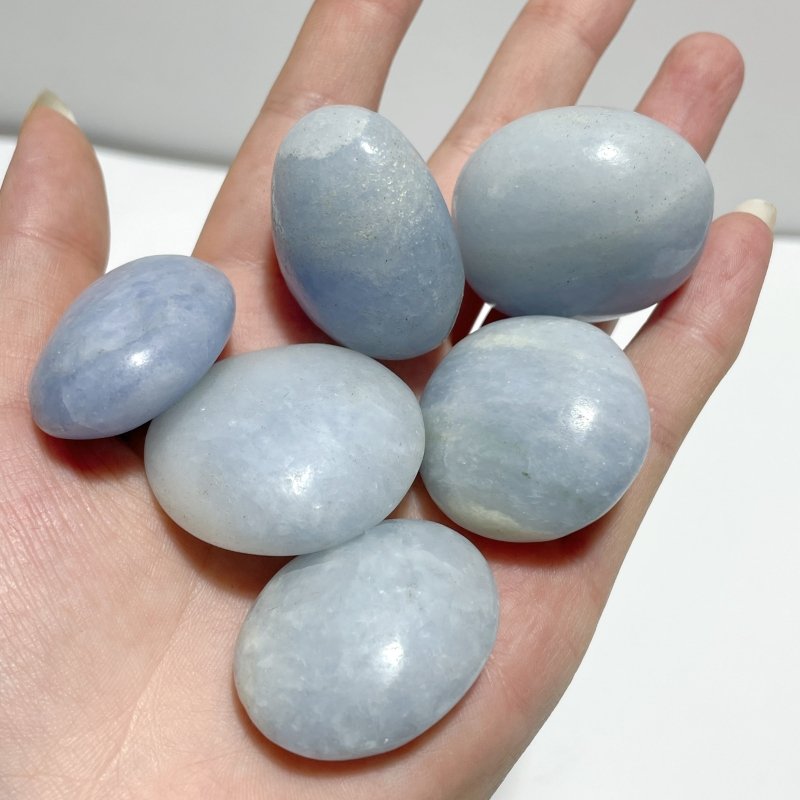 1.1 - 1.5in Blue Calcite Tumbled Wholesale - Wholesale Crystals