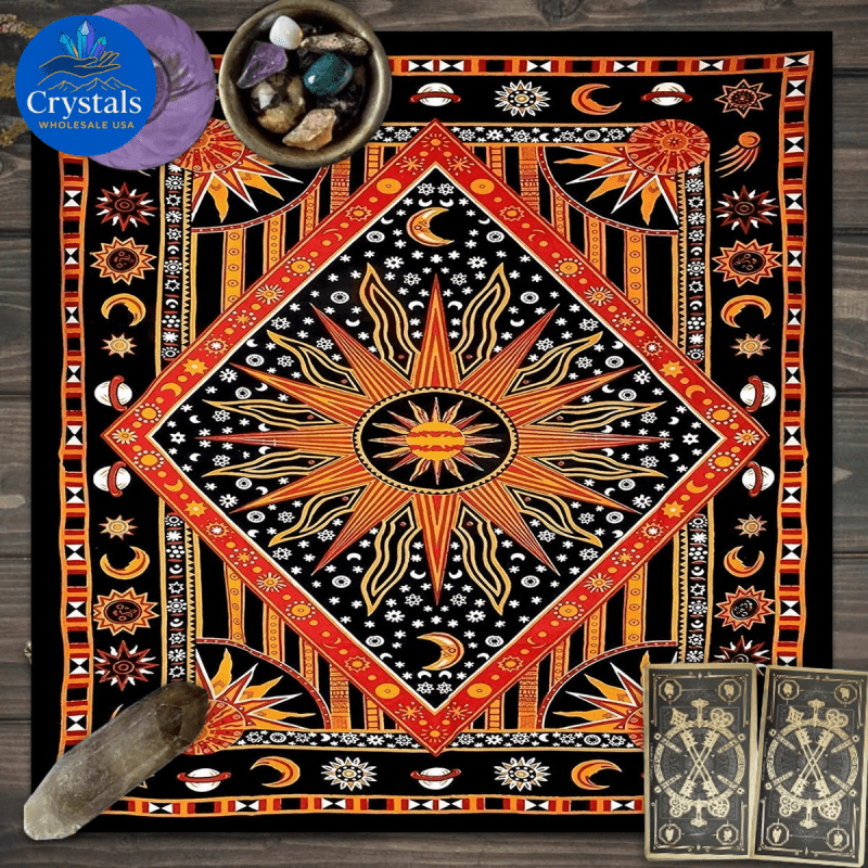 11 Mystical Runes Starry Sky Moon Phase Tarot Tablecloth - Wholesale Crystals