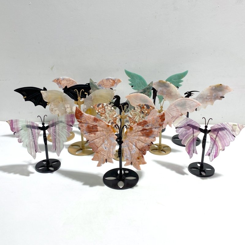 11 Pairs Wings Carving With Stand Closeout (Defect) -Wholesale Crystals