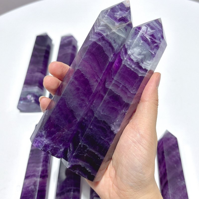 11 Pieces Beautiful Rainbow Purple Fluorite Crystal Tower - Wholesale Crystals