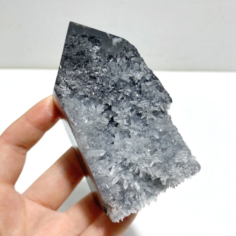 11 Pieces Black Clear Quartz Cluster Raw Side Point Tower - Wholesale Crystals