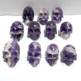 11 Pieces Chevron Amethyst Skull Carving - Wholesale Crystals