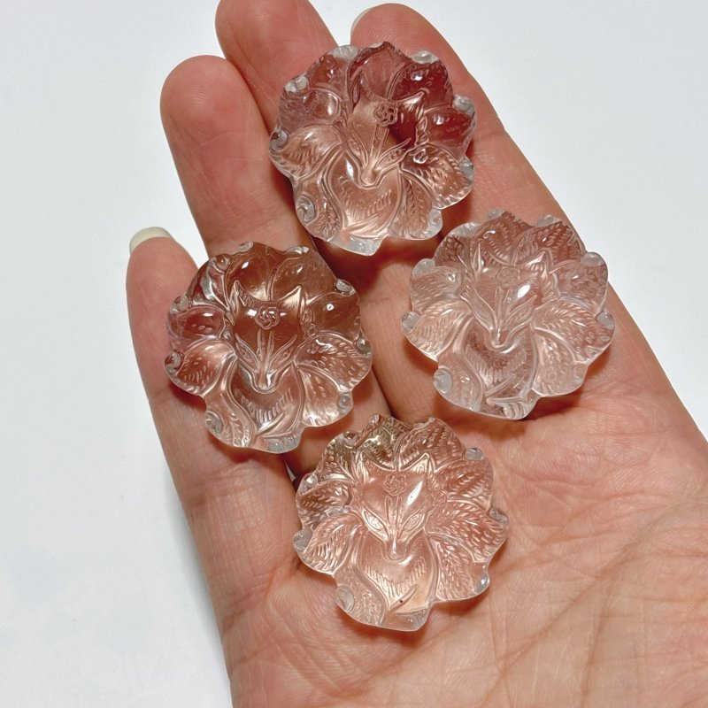 11 Pieces High Quality Clear Quartz Nine - tailed Foxes Carving - Wholesale Crystals