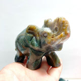 11 Pieces Moss Agate Elephant Carving - Wholesale Crystals