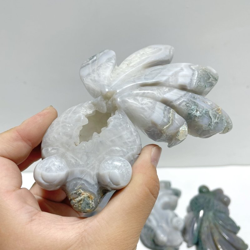 11 Pieces Moss Agate Goldfish Carving - Wholesale Crystals
