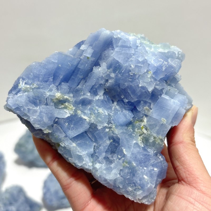 11 Pieces Raw Blue Calcite Mixed Peridot Specimen - Wholesale Crystals