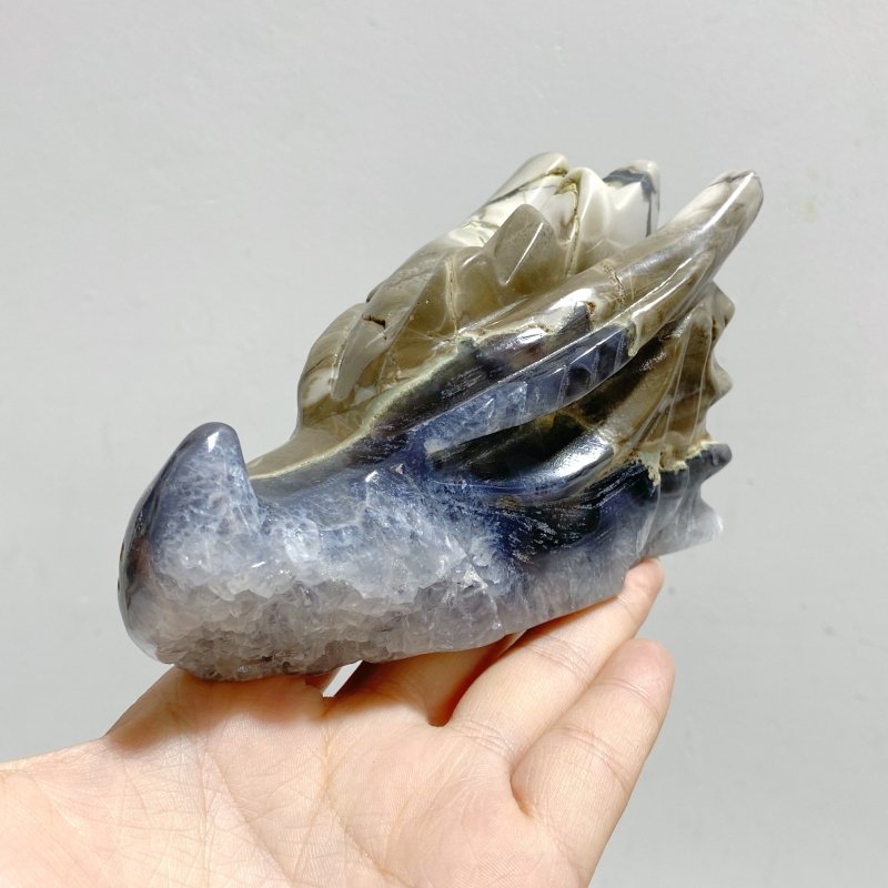 11 Pieces Volcanic Agate Dragon Head Carving Closeout(UV-Reactive) -Wholesale Crystals