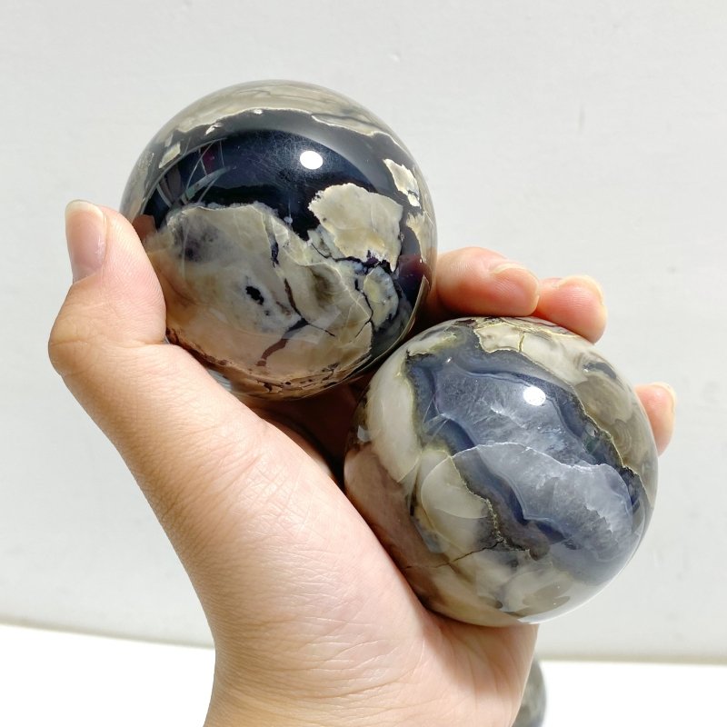 11 Pieces Volcano Agate Spheres Balls(UV-Reactive) -Wholesale Crystals