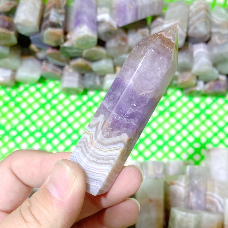 119 Pieces Amethyst Mixed Striped Agate Crystal Points - Wholesale Crystals