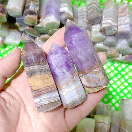 119 Pieces Amethyst Mixed Striped Agate Crystal Points - Wholesale Crystals