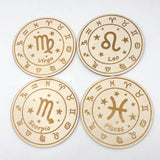 12 Constellations Wooden Slices Crystal Astrology Gift Coaster - Wholesale Crystals