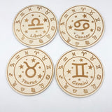 12 Constellations Wooden Slices Crystal Astrology Gift Coaster - Wholesale Crystals