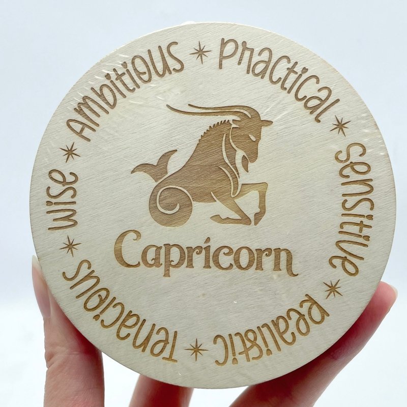 12 Constellations Zodiac Sign Wooden Slices Crystal Astrology Gift Coaster - Wholesale Crystals