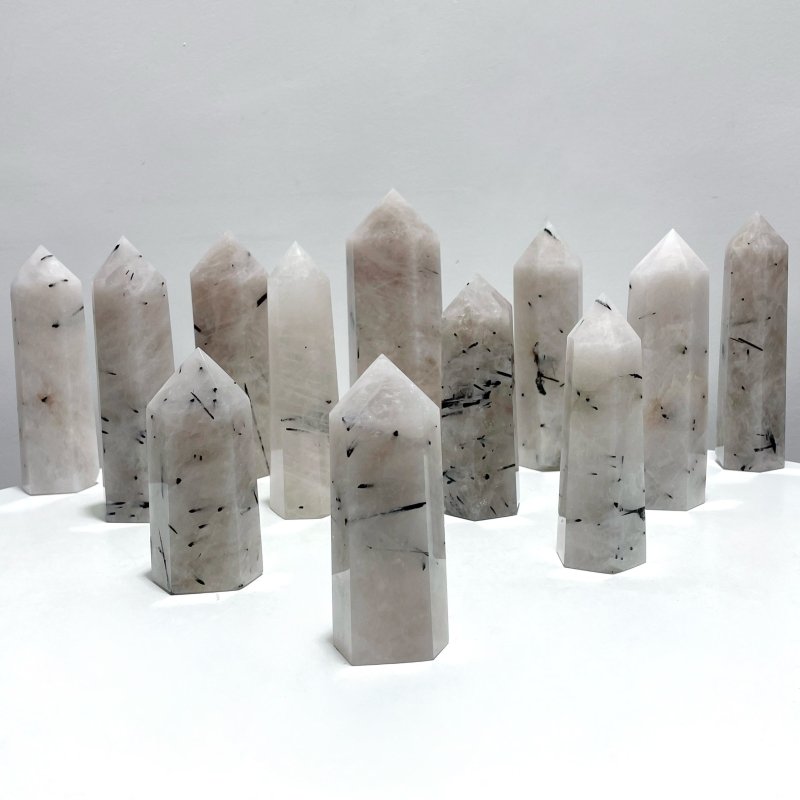 12 Pieces Black Tourmaline Crystal Tower - Wholesale Crystals