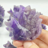 12 Pieces Chevron Amethyst Nine - Tailed Fox Carving - Wholesale Crystals