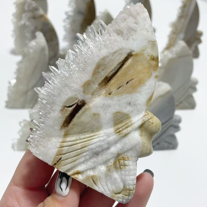 12 Pieces Clear Quartz Cluster Mermaid Carving - Wholesale Crystals