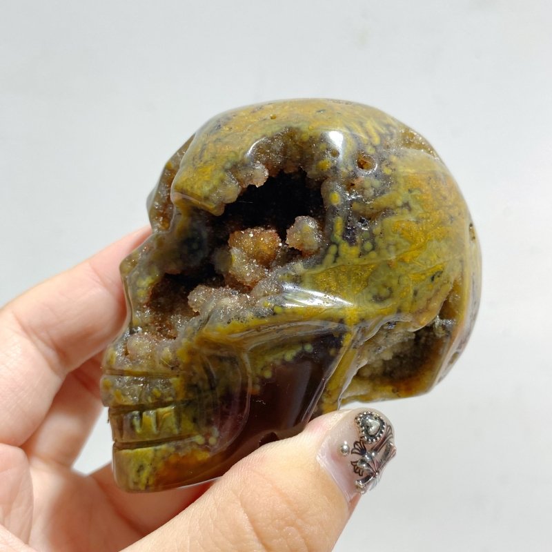 12 Pieces Geode 6th Vein Ocean Jasper Skull Carving -Wholesale Crystals