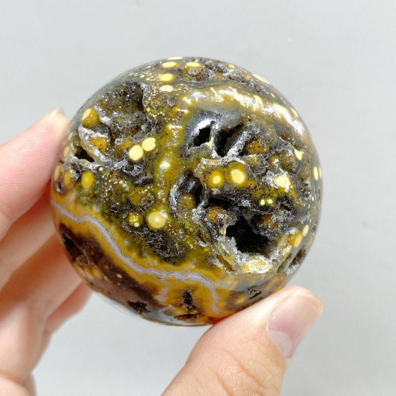 12 Pieces Geode Druzy 8th Vein Ocean Jasper Spheres -Wholesale Crystals