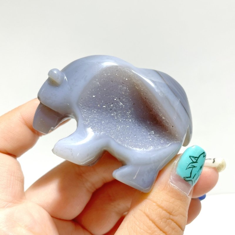12 Pieces Geode Druzy Agate Bear Carving - Wholesale Crystals