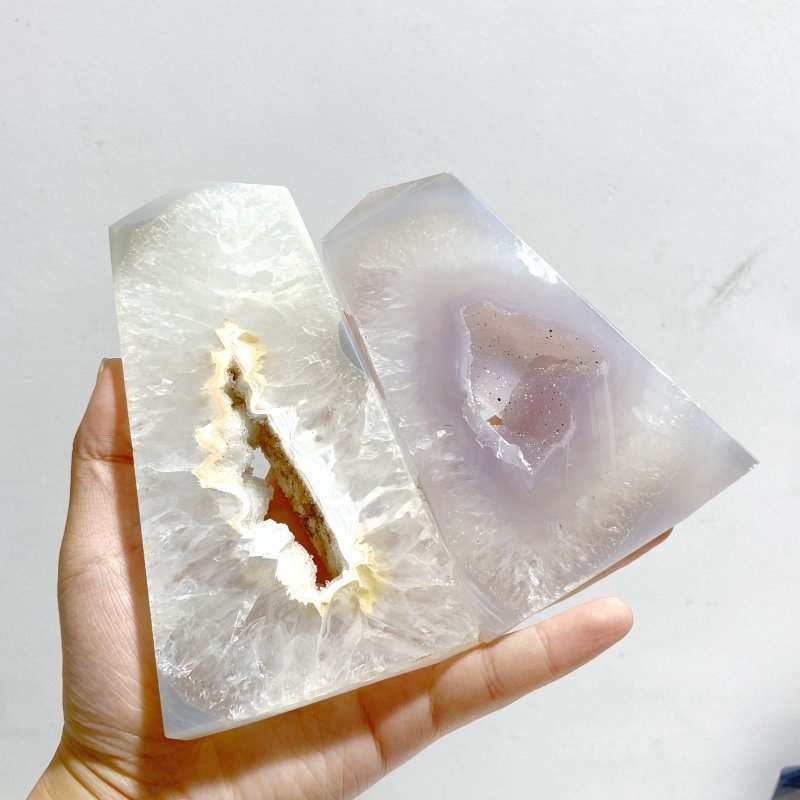 12 Pieces Geode Druzy Agate Four - sided Tower Point - Wholesale Crystals