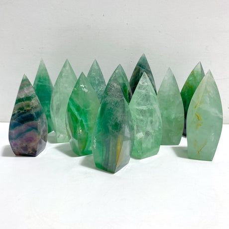 12 Pieces High Quality Large Rainbow Fluorite Flame Mixed Color -Wholesale Crystals
