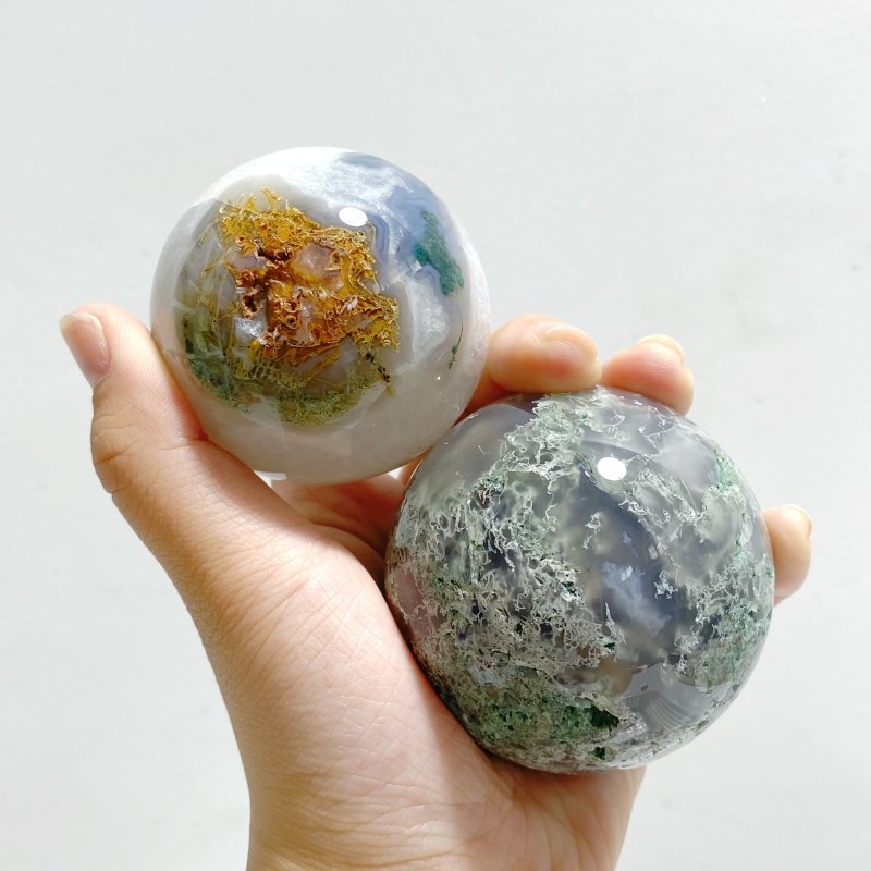 12 Pieces Moss Agate Spheres - Wholesale Crystals