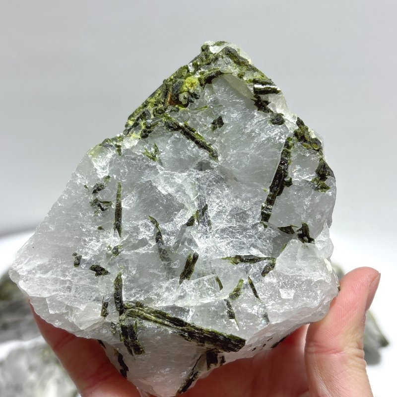 12 Pieces Raw Green Tourmaline In Clear Quartz Specimen - Wholesale Crystals