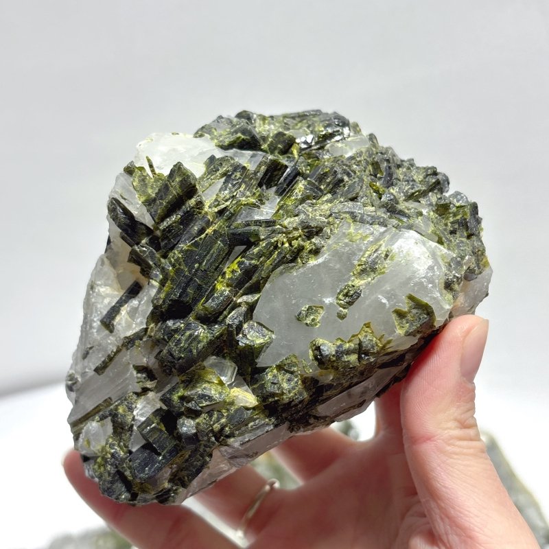 12 Pieces Raw Green Tourmaline In Clear Quartz Specimen - Wholesale Crystals