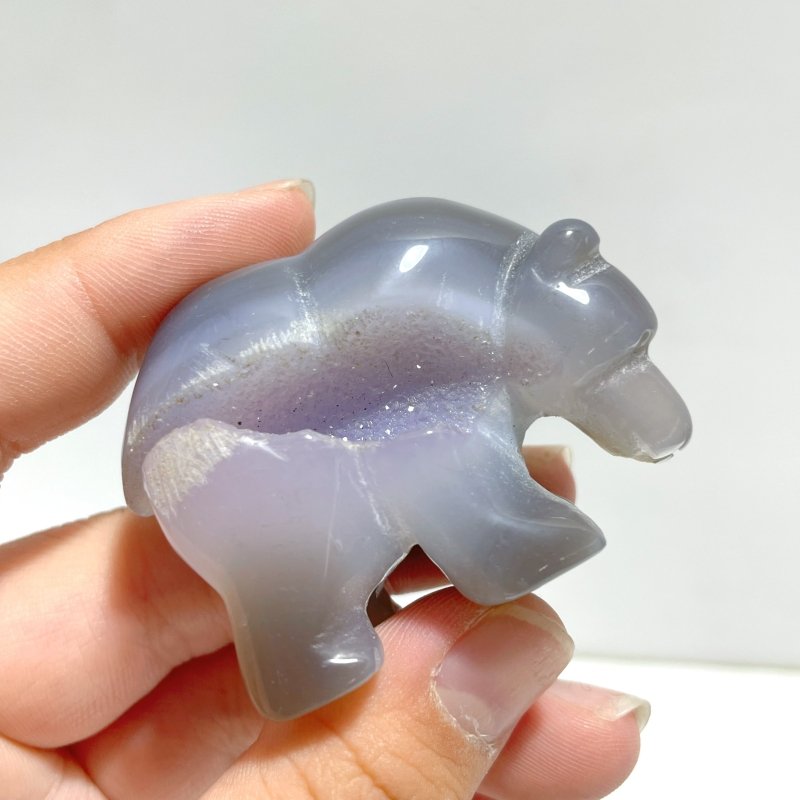 12 Pieces Small Geode Druzy Agate Bear Carving - Wholesale Crystals