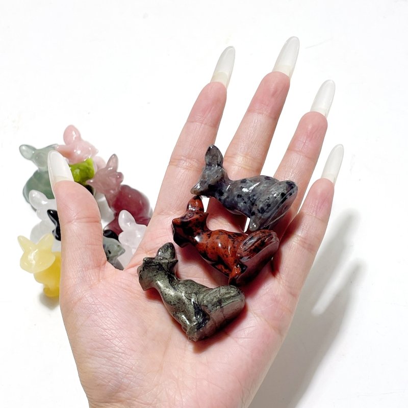 12 Types Fox Carving Wholesale Obsidian Pink Opal Yooperlite - Wholesale Crystals