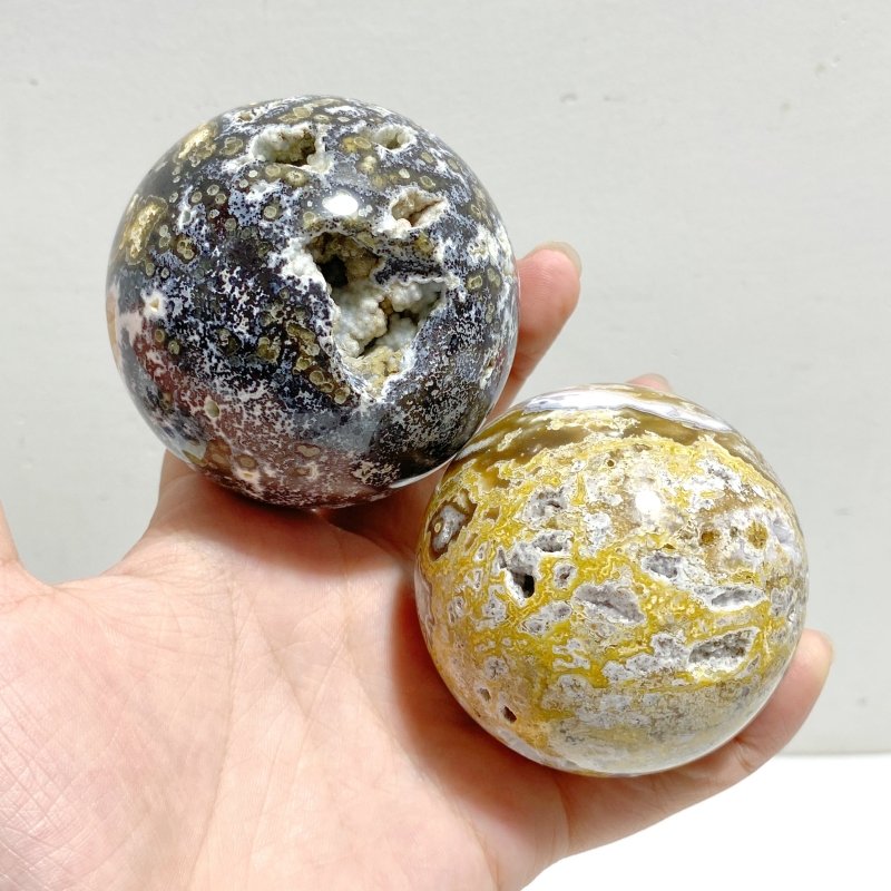 13 Pieces 8th Vein Ocean Jasper Spheres -Wholesale Crystals