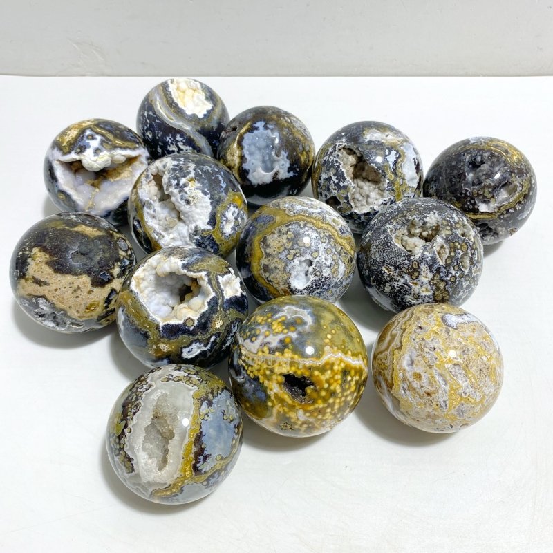 13 Pieces 8th Vein Ocean Jasper Spheres -Wholesale Crystals