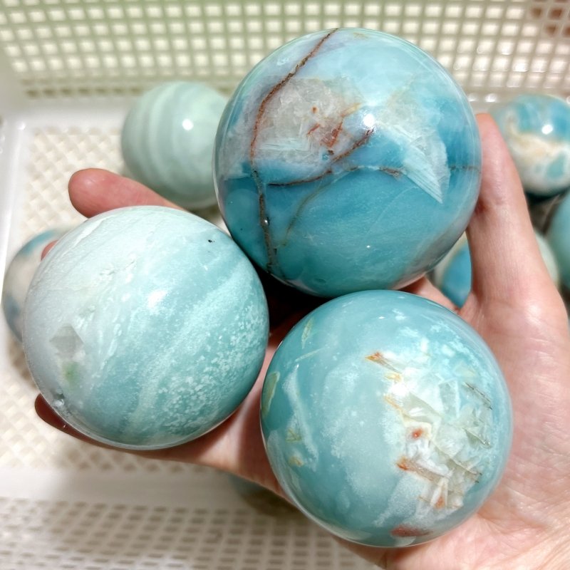 13 Pieces Beautiful Caribbean Calcite Spheres - Wholesale Crystals