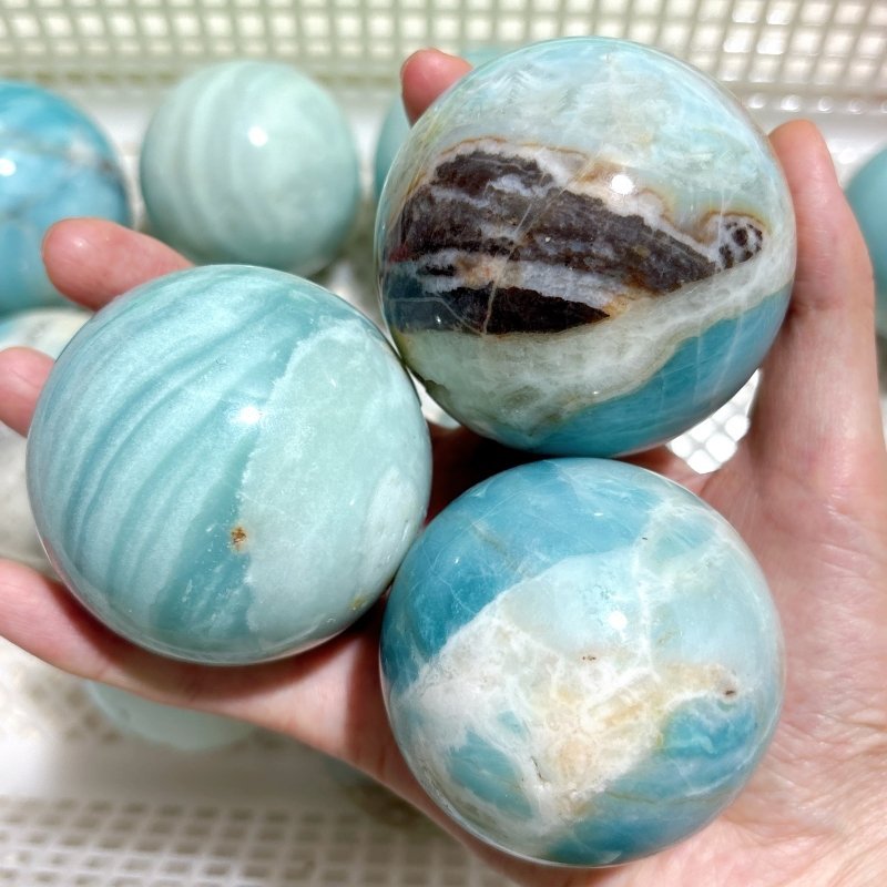 13 Pieces Beautiful Caribbean Calcite Spheres - Wholesale Crystals