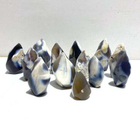 13 Pieces Black Orca Agate Flame Carving 4 - Wholesale Crystals