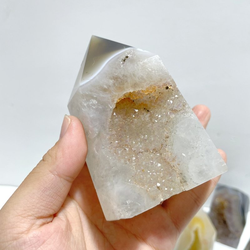 13 Pieces Geode Druzy Agate Four - sided Tower Point - Wholesale Crystals