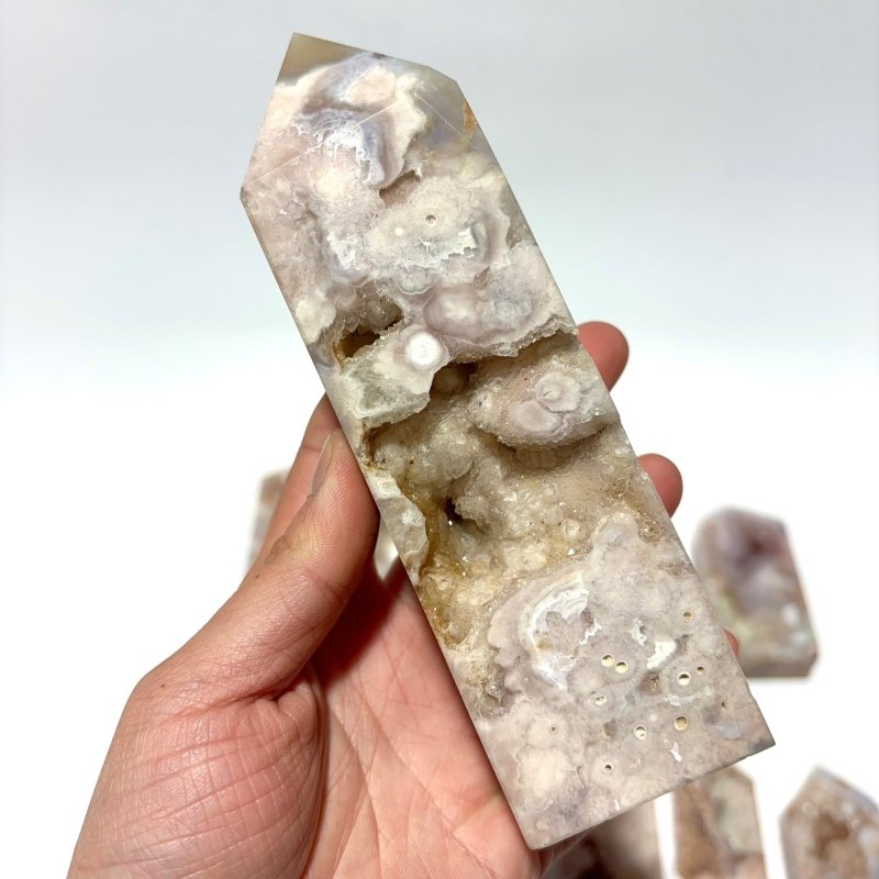 13 Pieces Geode Sakura Flower Agate Tower Points -Wholesale Crystals