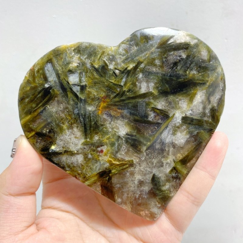 13 Pieces Green Mica Mixed Quartz Heart -Wholesale Crystals