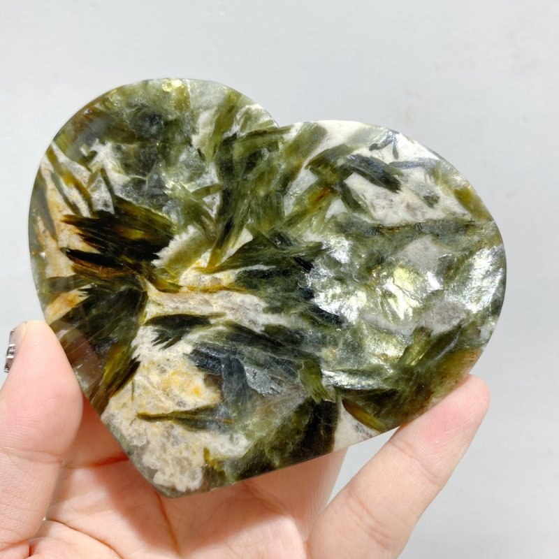 13 Pieces Green Mica Mixed Quartz Heart -Wholesale Crystals