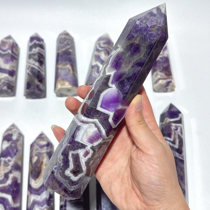 13 Pieces High Quality Chevron Amethyst Tower Points -Wholesale Crystals