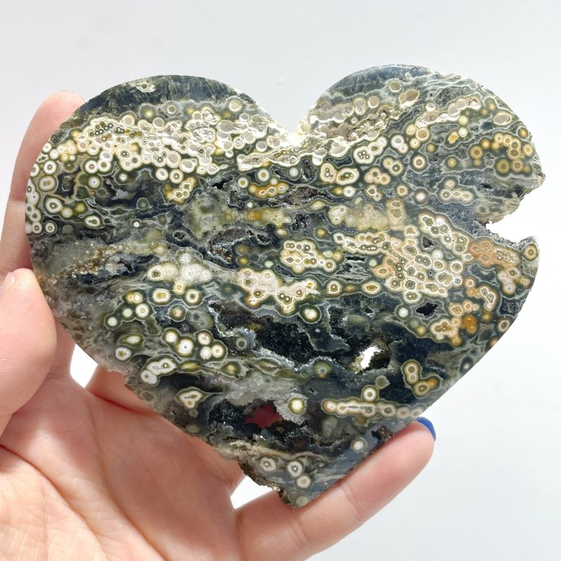 13 Pieces Large 8th Vein Ocean Jasper Heart 2 - Wholesale Crystals